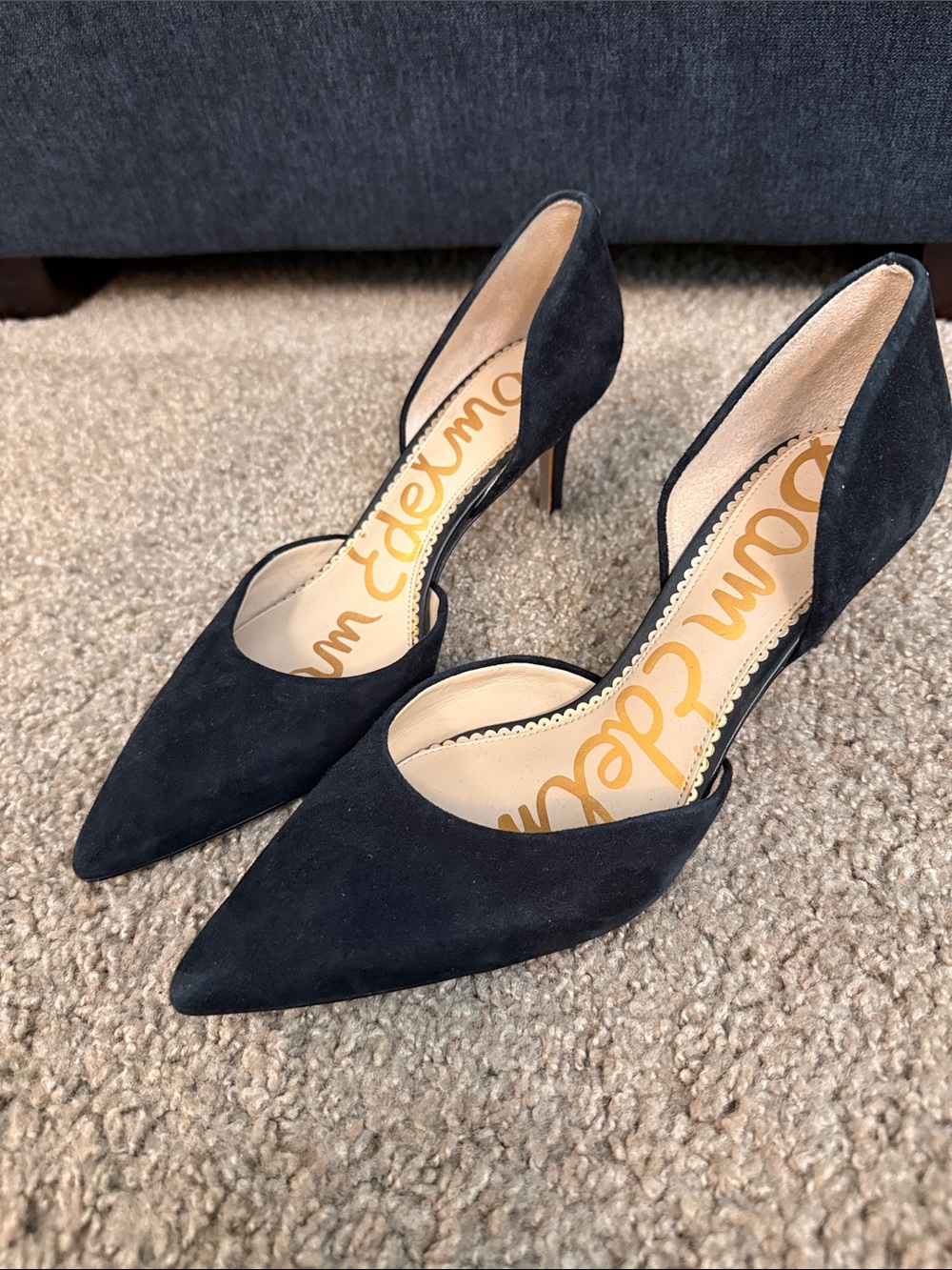 Sam Edelman Black Suede Pointed D'Orsay Pumps
